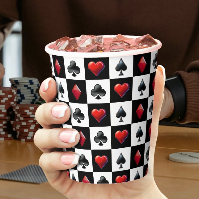 Casino Playing Card Suit Checkerboard Paper Cups (Creator Uploaded)