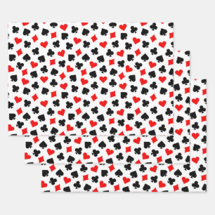 Casino Playing Card Suit Pattern Wrapping Paper Sheets