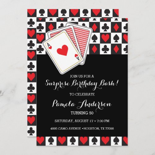Casino Playing Cards Birthday Invitation