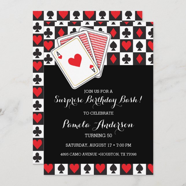 Casino Playing Cards Birthday Invitation (Front/Back)