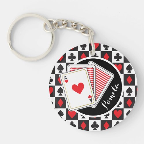 Casino Playing Cards Key Chain