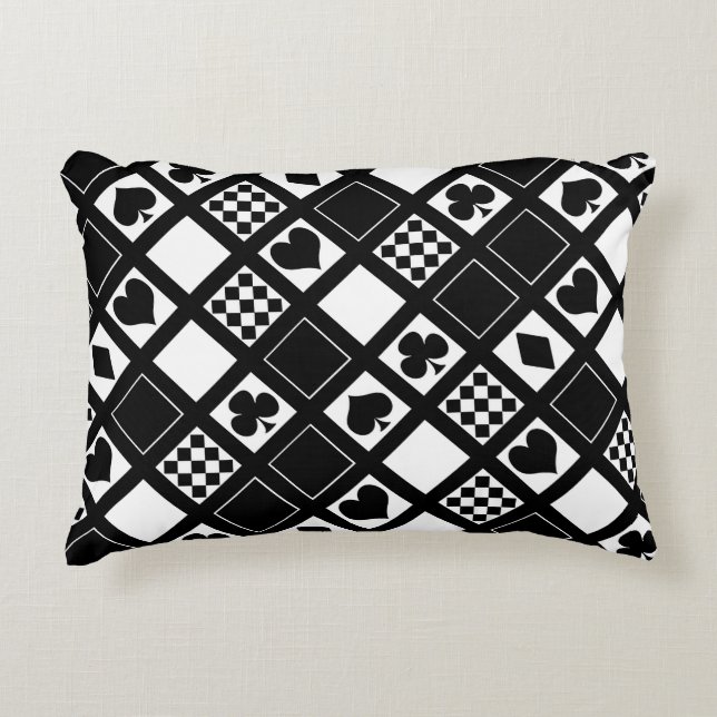 Casino playing cards suits hearts crosses clubs sp accent pillow (Front)