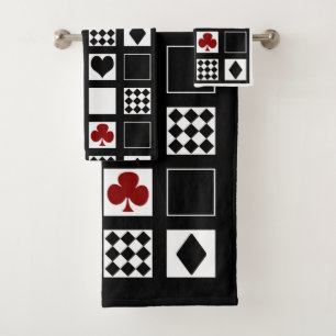 Casino playing cards suits hearts crosses clubs sp bath towel set