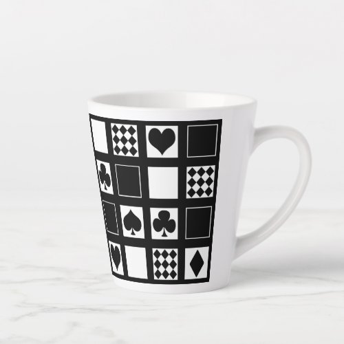 Casino playing cards suits hearts crosses clubs sp latte mug