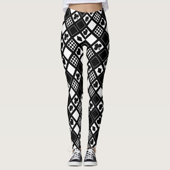 Casino playing cards suits hearts crosses clubs sp leggings (Front)