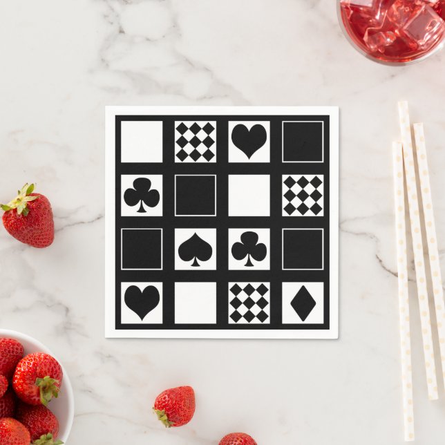 Casino playing cards suits hearts crosses clubs sp napkins (Insitu)