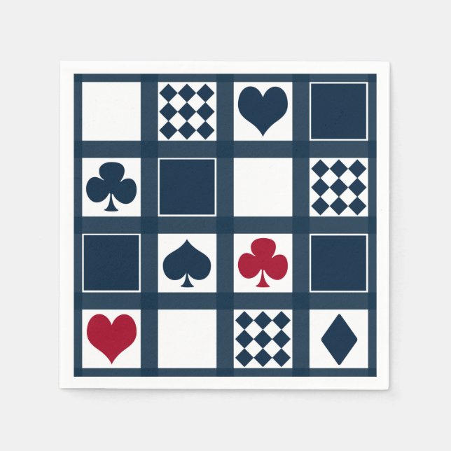 Casino playing cards suits hearts crosses clubs sp napkins (Front)
