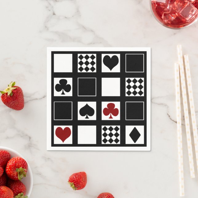 Casino playing cards suits hearts crosses clubs sp napkins (Insitu)