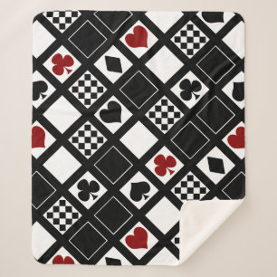 Casino playing cards suits hearts crosses clubs sp sherpa blanket