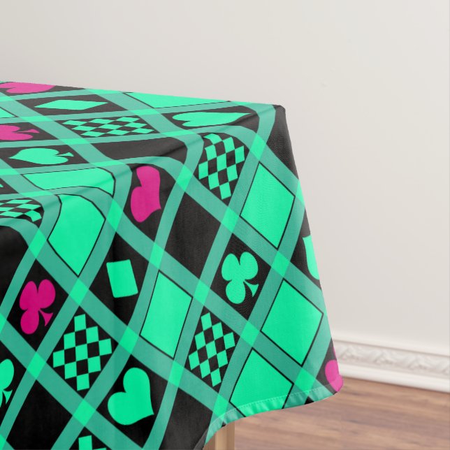 Casino playing cards suits hearts crosses clubs sp tablecloth (In Situ)