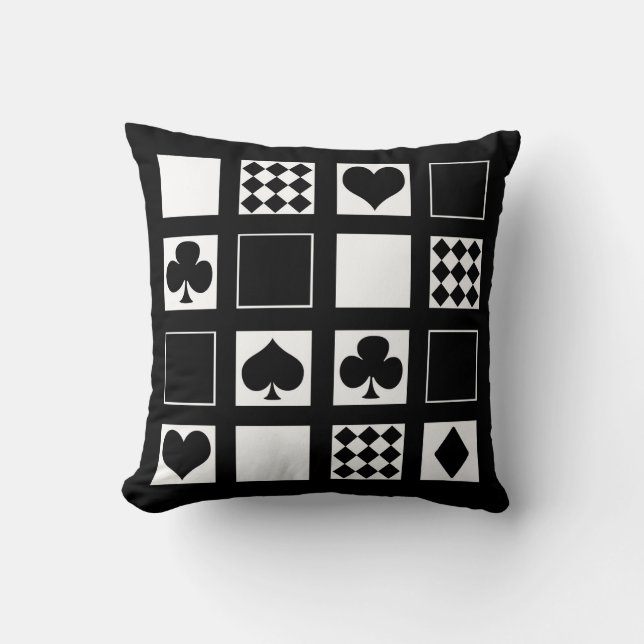 Casino playing cards suits hearts crosses clubs sp throw pillow (Front)
