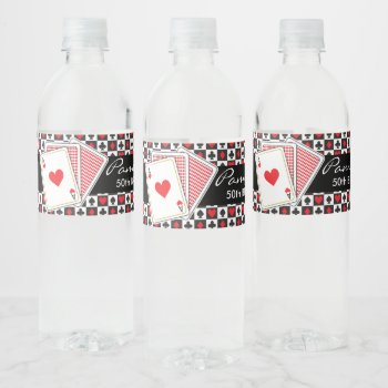 Casino Playing Cards Water Bottle Label by AllbyWanda at Zazzle