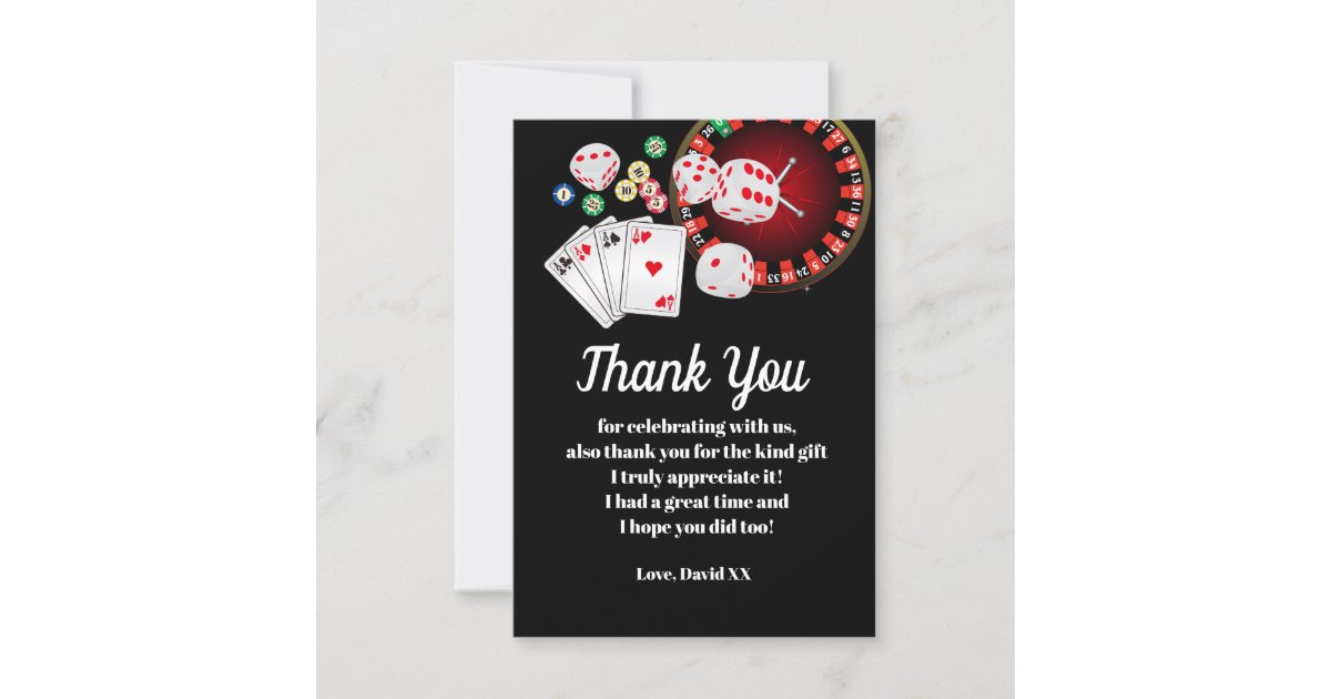 casino, poker, adult, thank you card | Zazzle