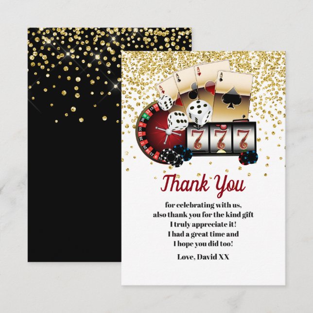 casino, poker, adult, thank you card (Front/Back)
