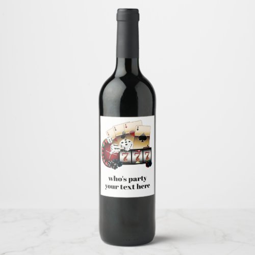 casino poker adult wine  wine label sticker