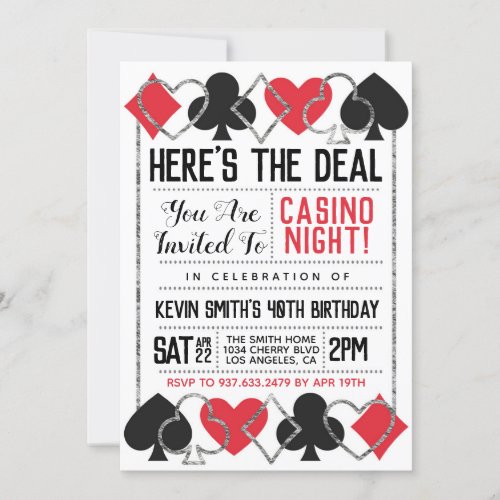 Casino Poker Birthday Invitation