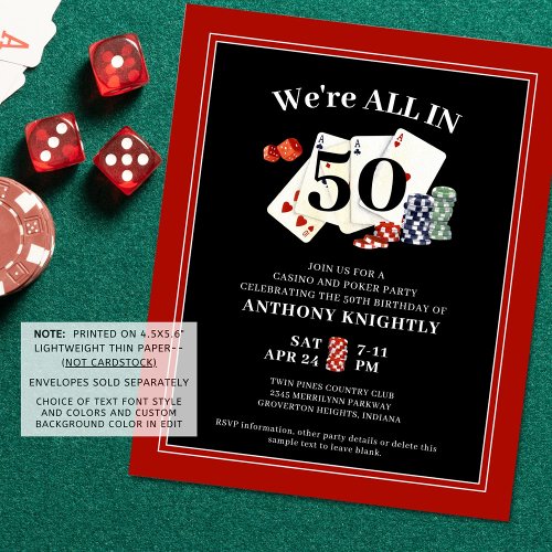 Casino Poker Birthday Party Budget Invitation
