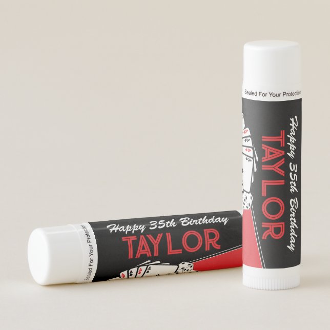 Casino Poker Birthday Party Favor Lip Balm (Front)