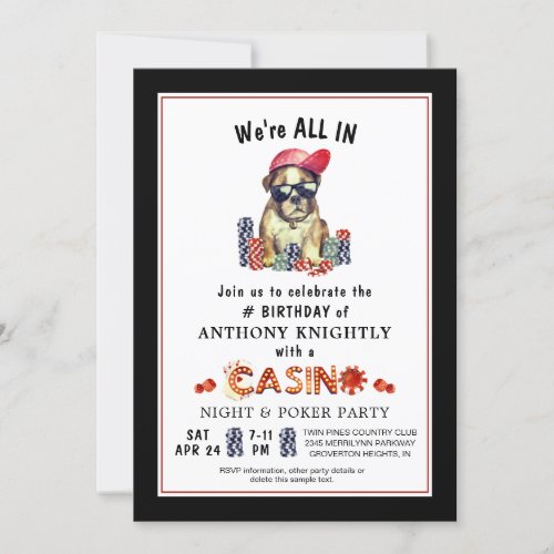Casino Poker Birthday Party  Invitation