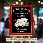 Casino Poker Birthday Party Personalized Welcome Foam Board<br><div class="desc">Personalized casino or poker party themed birthday party sign on foam board featuring playing cards, dice and poker chips and custom text in black, red and white. OPTIONS: The sample is shown in a 18x24" size; other sizes are available (choose Custom Size for even borders by changing the height and...</div>