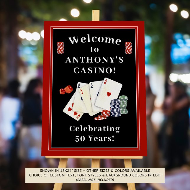 Casino Poker Birthday Party Personalized Welcome Foam Board (Creator Uploaded)