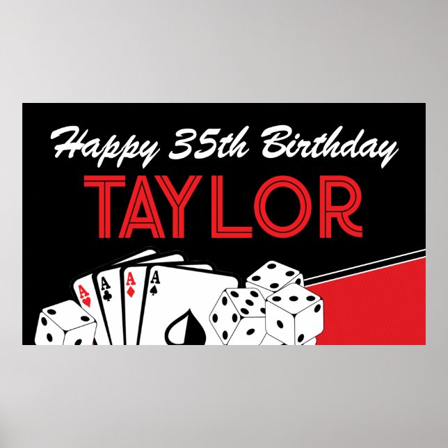 Casino Poker Birthday Party Poster (Front)