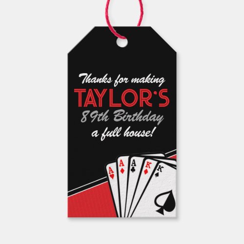 Casino Poker Birthday Thank You Favor Tags
