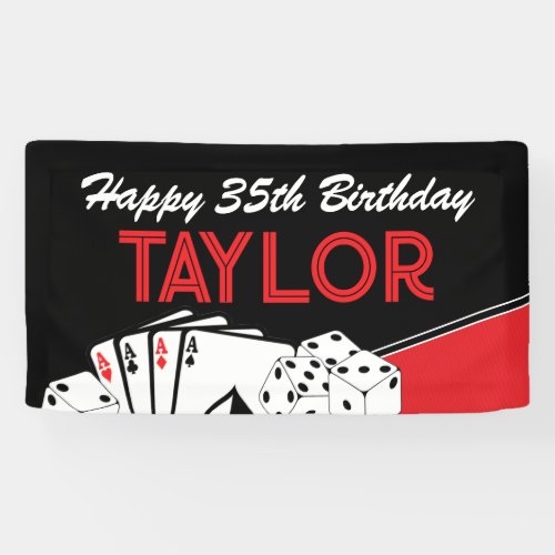 Casino Poker Card Birthday Party Banner Sign