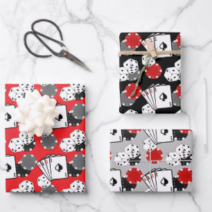 Casino Poker Card Party Gift Wrapping Paper Set