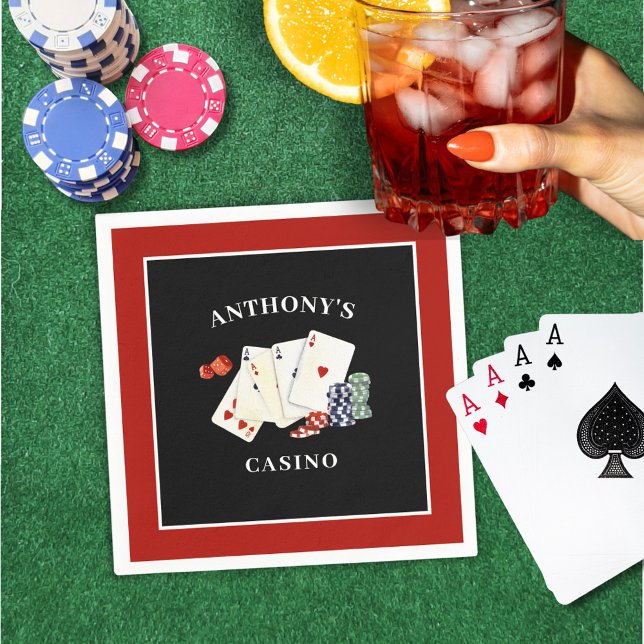 Casino Poker Card Party Personalized Napkins (Creator Uploaded)