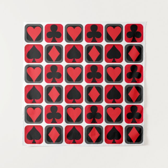 Casino Poker Card Suit Backdrop Tapestry (Front)