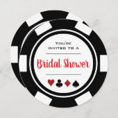 Casino Poker Chip Black and White Bridal Shower Invitation (Front/Back)