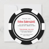 Casino Poker Chip Black and White Bridal Shower Invitation (Back)