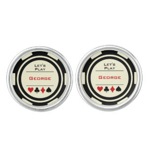 Casino Poker Chip Black Off White Las Vegas Cufflinks