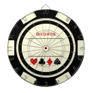 Casino Poker Chip Black Off-White Vegas Dart Board