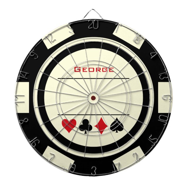Casino Poker Chip Black Off-White Vegas Dart Board (Front)