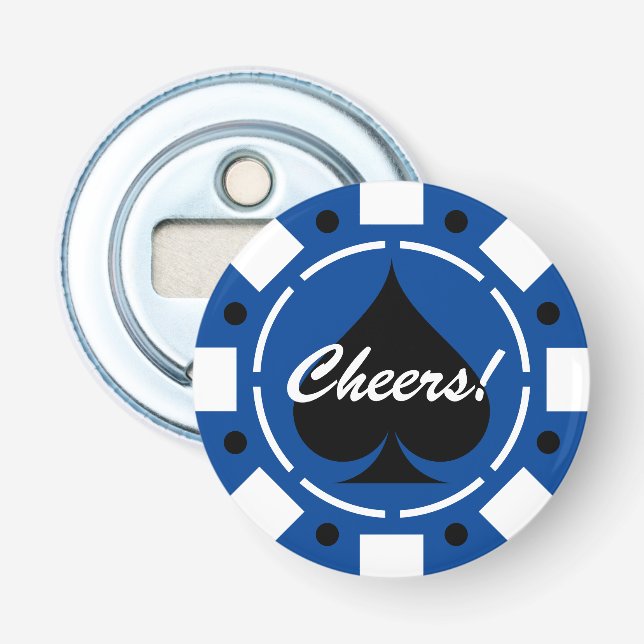 Casino poker chip bottle opener with custom text (Front)