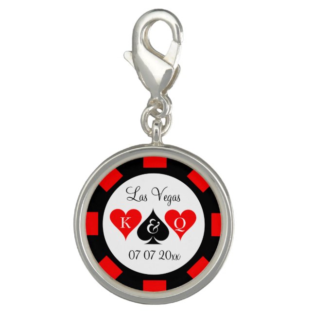 Casino poker chip bracelet charm for wedding bride (Front)