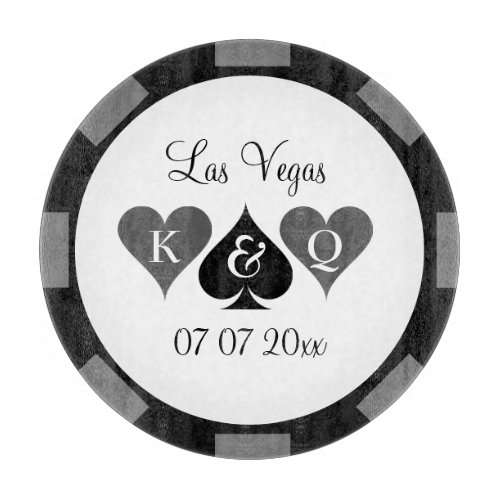 Casino poker chip glass cutting board wedding gift