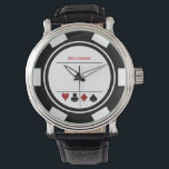 Casino Poker Chip Las Vegas Black White Watch<br><div class="desc">This white and black poker chip style watch would make a fantastic gift for yourself or for the casino loving person in your life. Personalize the design with a name.</div>