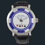 Casino Poker Chip Las Vegas White Navy Blue Watch<br><div class="desc">This white and navy blue poker chip style watch would make a fantastic gift for yourself or for the casino loving person in your life. Personalize the design with a name. Maybe this will be his lucky charm at the tables!</div>