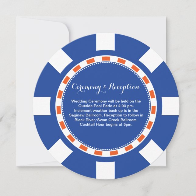 Casino Poker Chip | Wedding Information Invitation (Front)