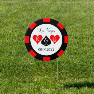 Casino poker chip yard sign for Las Vegas wedding