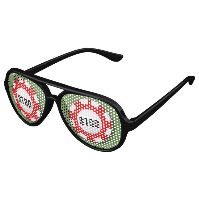 Casino Poker Chips Aviator Sunglasses (Angled)