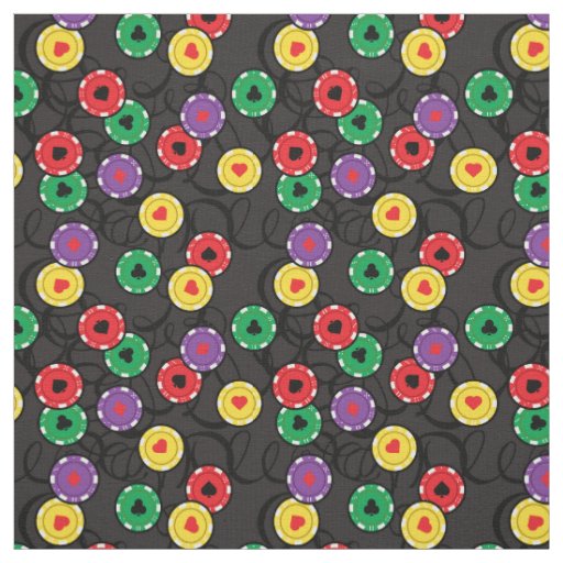 Casino Poker Chips Colorful Funky Patterned Grey Fabric