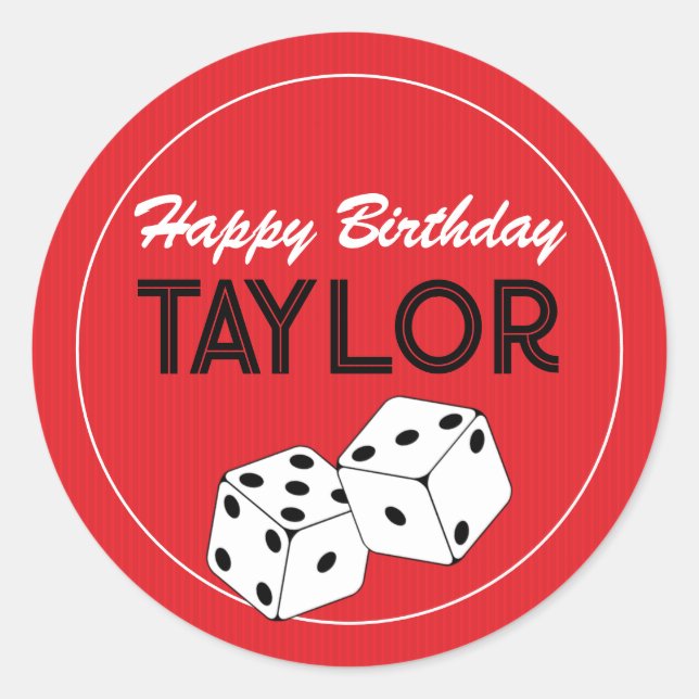 Casino Poker Dice Birthday Stickers (Front)