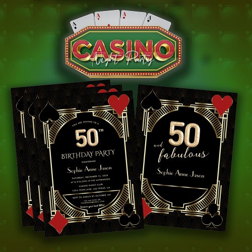 Casino Poker Fifty And Fabulous 50th Birthday  Invitation