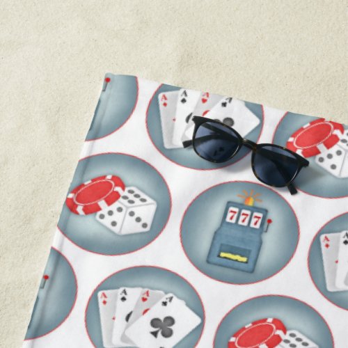 Casino Poker Gambling Playing Cards Slot Machine Beach Towel