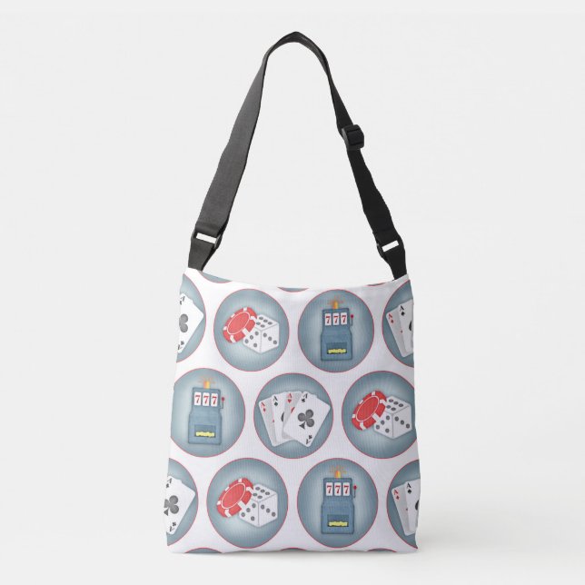 Casino Poker Gambling Playing Cards Slot Machine Crossbody Bag (Front)