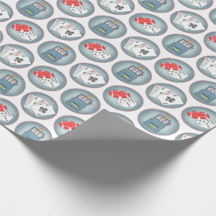 Casino Poker Gambling Playing Cards Slot Machine Wrapping Paper